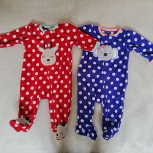 2 New without tags Carter's Baby Fleece Footie Pajamas 3 M Christmas